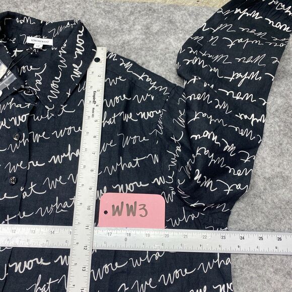 WeWoreWhat Black Scrip Print Cover Up Shirt Dress Small Linen New Beach Resort - Picture 5 of 12